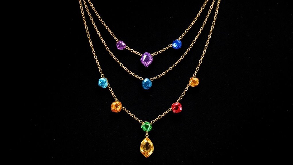 colorful layered chain necklace